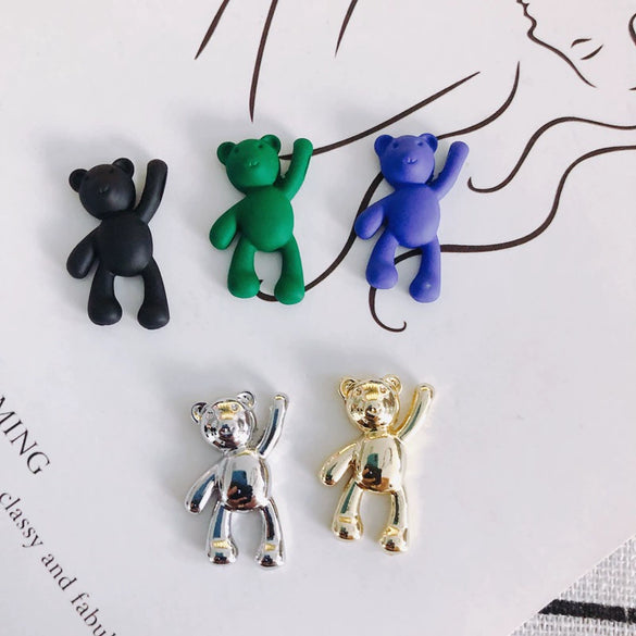 Wholesale Diy Jewelry Accessories Alloy Spray Paint Cute Cartoon Bear Pendant Jewelry Materials