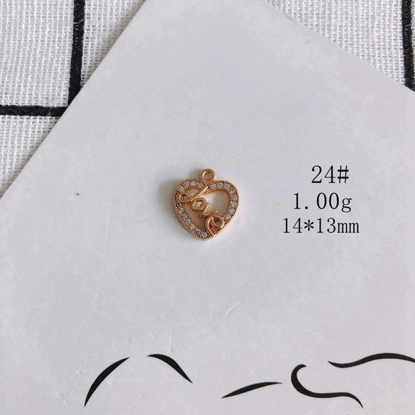 Wholesale Diy Jewelry Accessories Copper Plated Real Gold Hollow Double Hanging Small Pendant Earrings And Necklace Material Accessories