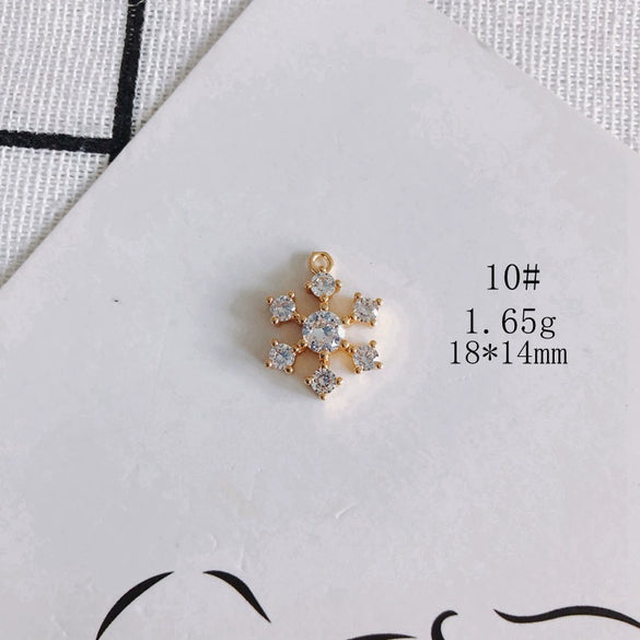 Wholesale Diy Jewelry Accessories Copper Plated Real Gold Hollow Double Hanging Small Pendant Earrings And Necklace Material Accessories