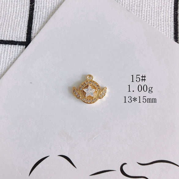 Wholesale Diy Jewelry Accessories Copper Plated Real Gold Hollow Double Hanging Small Pendant Earrings And Necklace Material Accessories