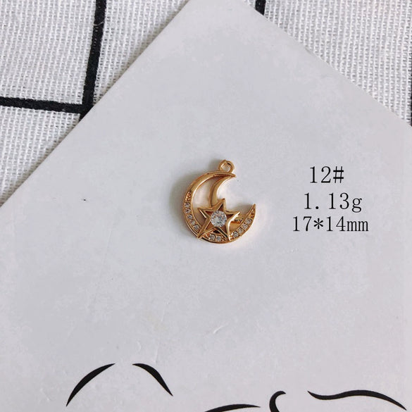 Wholesale Diy Jewelry Accessories Copper Plated Real Gold Hollow Double Hanging Small Pendant Earrings And Necklace Material Accessories