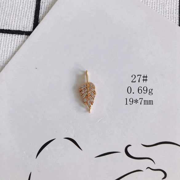 Wholesale Diy Jewelry Accessories Copper Plated Real Gold Hollow Double Hanging Small Pendant Earrings And Necklace Material Accessories