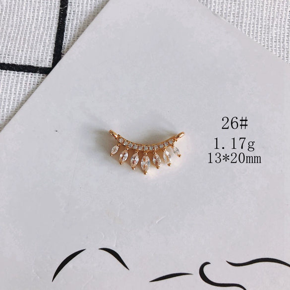 Wholesale Diy Jewelry Accessories Copper Plated Real Gold Hollow Double Hanging Small Pendant Earrings And Necklace Material Accessories