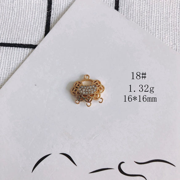 Wholesale Diy Jewelry Accessories Copper Plated Real Gold Hollow Double Hanging Small Pendant Earrings And Necklace Material Accessories