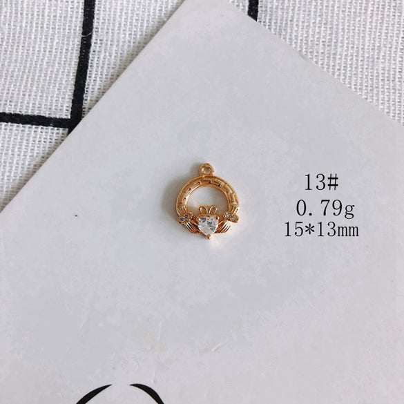 Wholesale Diy Jewelry Accessories Copper Plated Real Gold Hollow Double Hanging Small Pendant Earrings And Necklace Material Accessories