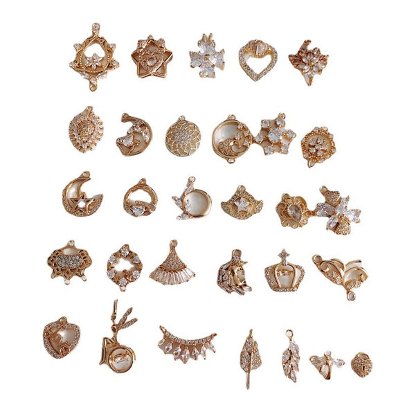 Wholesale Diy Jewelry Accessories Copper Plated Real Gold Hollow Double Hanging Small Pendant Earrings And Necklace Material Accessories