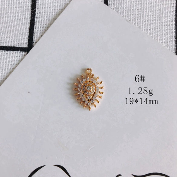 Wholesale Diy Jewelry Accessories Copper Plated Real Gold Hollow Double Hanging Small Pendant Earrings And Necklace Material Accessories