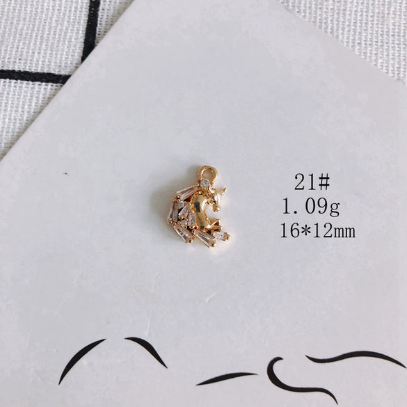 Wholesale Diy Jewelry Accessories Copper Plated Real Gold Hollow Double Hanging Small Pendant Earrings And Necklace Material Accessories