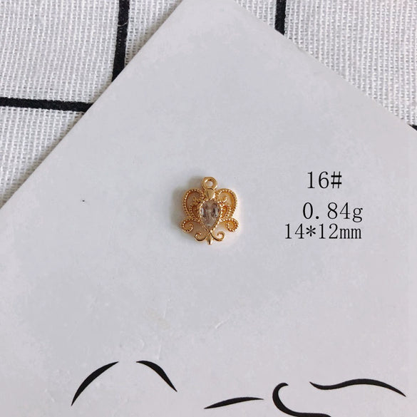 Wholesale Diy Jewelry Accessories Copper Plated Real Gold Hollow Double Hanging Small Pendant Earrings And Necklace Material Accessories