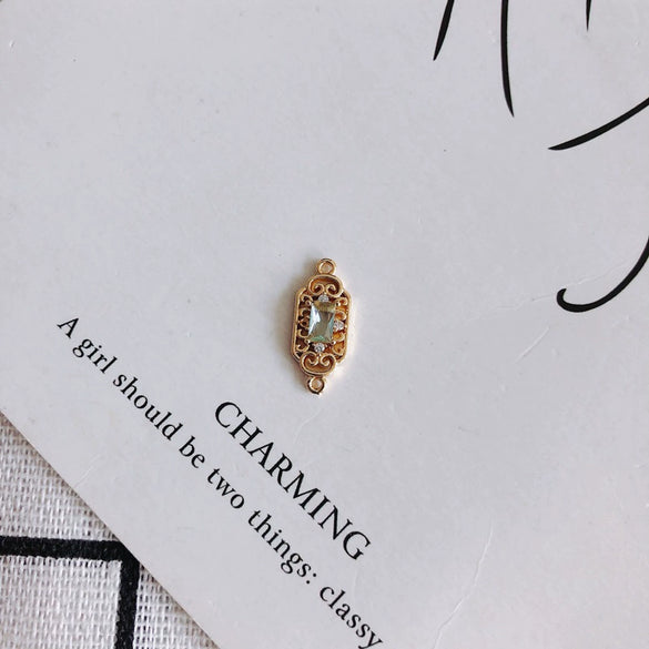 Wholesale Diy Jewelry Accessories Copper Zircon Inlaid Rectangular Hollow Pendant