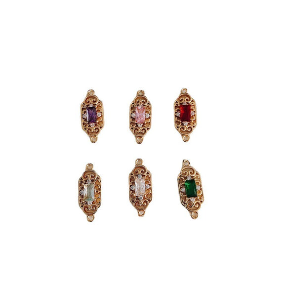 Wholesale Diy Jewelry Accessories Copper Zircon Inlaid Rectangular Hollow Pendant