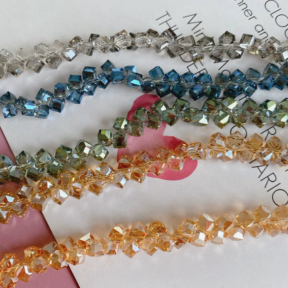 Wholesale Diy Jewelry Accessories Geometric Square Transparent Perforated Glass Crystal Beads With Glaze And Environmental Protection Treatment