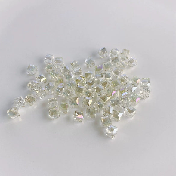 Wholesale Diy Jewelry Accessories Geometric Square Transparent Perforated Glass Crystal Beads With Glaze And Environmental Protection Treatment