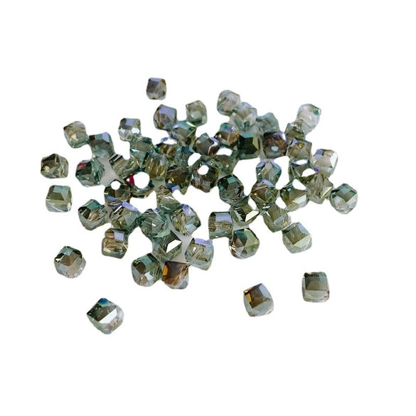 Wholesale Diy Jewelry Accessories Geometric Square Transparent Perforated Glass Crystal Beads With Glaze And Environmental Protection Treatment