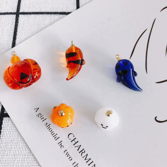 Wholesale Diy Jewelry Accessories Plastic Resin Cartoon Festival Element Transparent Pumpkin Lantern Ghost Pendant