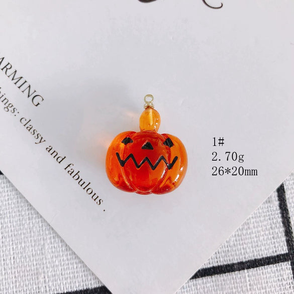 Wholesale Diy Jewelry Accessories Plastic Resin Cartoon Festival Element Transparent Pumpkin Lantern Ghost Pendant