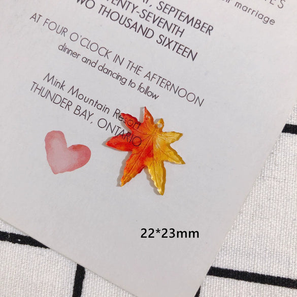 Wholesale Diy Jewelry Accessories Plastic Resin Gradient Red Maple Leaf Ginkgo Leaf Drop Oil Pendant Earrings Hairpin Material