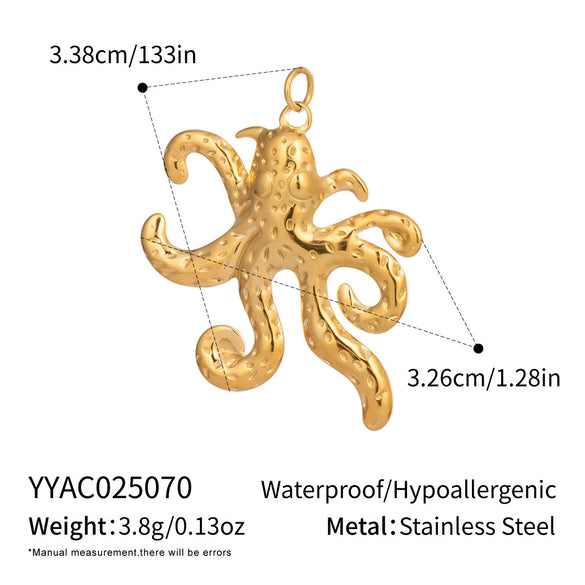 Wholesale Diy Jewelry Accessories Stainless Steel Non Fading Seaside Pendant With Small Animal Pattern For Women Electroplated With 18K Real Gold
