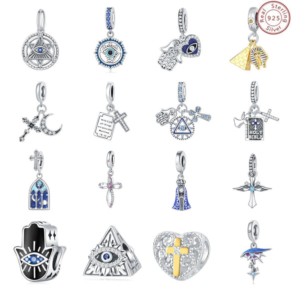 Wholesale Diy Jewelry Accessories Sterling Silver 925 Beads Virgin Cross Bracelet With Dripping Oil Design