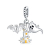 Wholesale Diy Jewelry Accessories 925 Sterling Silver Halloween Pumpkin Skull Bat Pendant Beads With Dripping Oil Design