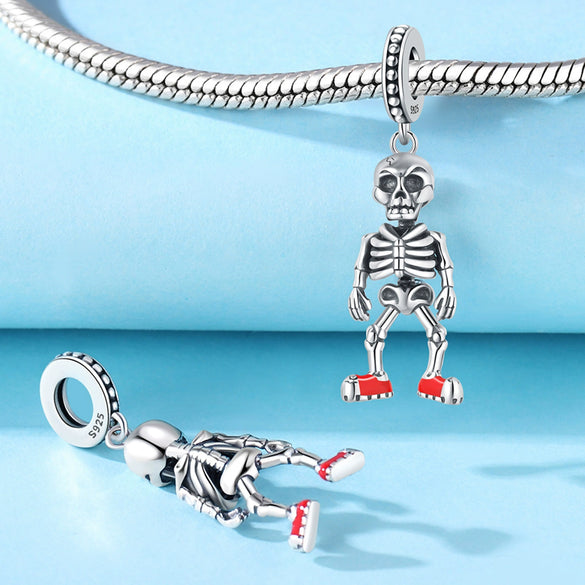 Wholesale Diy Jewelry Accessories 925 Sterling Silver Halloween Pumpkin Skull Bat Pendant Beads With Dripping Oil Design