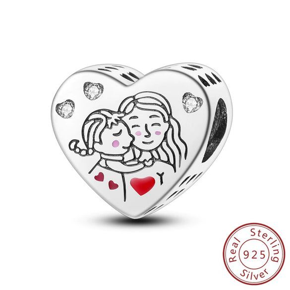 Wholesale Diy Jewelry Accessories 925 Sterling Silver Love Family Charm Decorative Beads Pendant With Dripping Oil Design