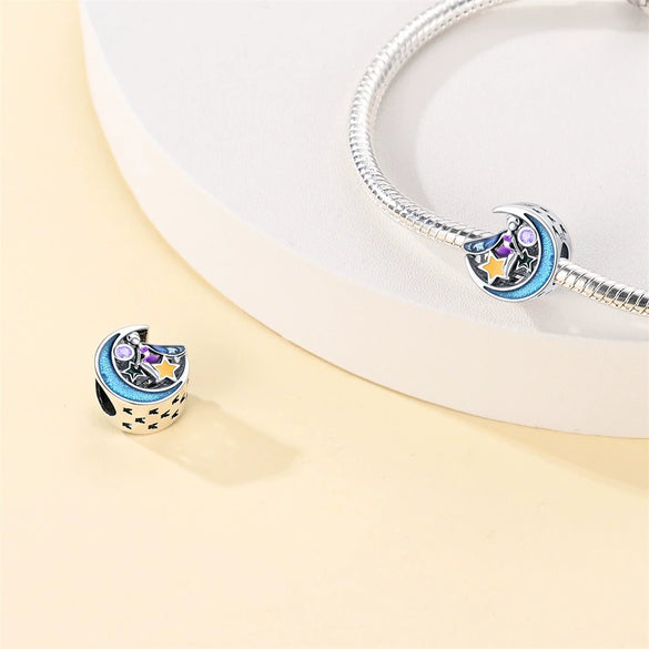 Wholesale Diy Jewelry Accessories 925 Sterling Silver Moonlight Fairy Beads Charm Bracelet With Dripping Oil Design