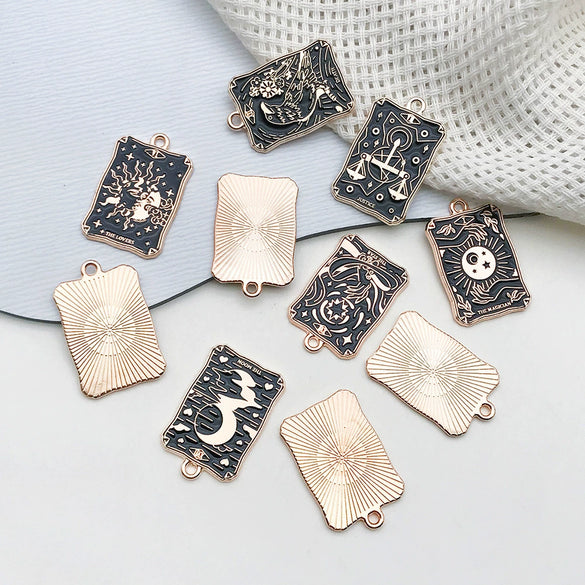 Wholesale Diy Jewelry Accessories Zinc Alloy Hanging Pendant Necklace Earrings Keychain Retro Dark Tarot Style Electroplated