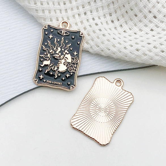 Wholesale Diy Jewelry Accessories Zinc Alloy Hanging Pendant Necklace Earrings Keychain Retro Dark Tarot Style Electroplated