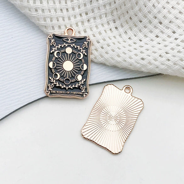 Wholesale Diy Jewelry Accessories Zinc Alloy Hanging Pendant Necklace Earrings Keychain Retro Dark Tarot Style Electroplated
