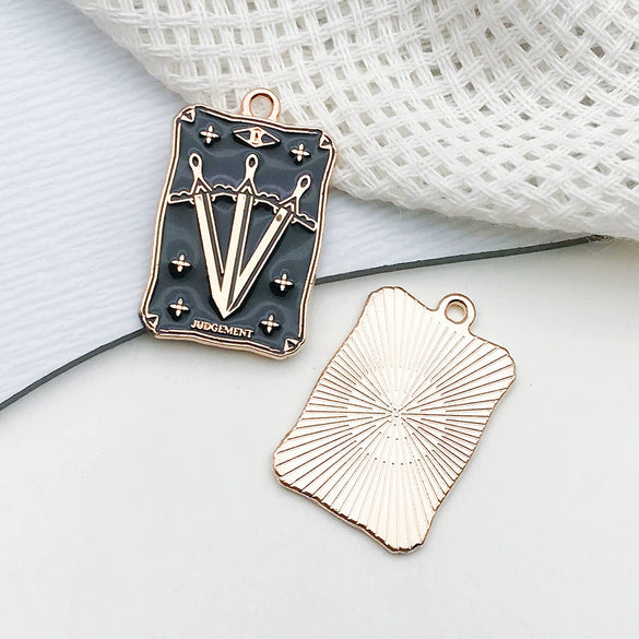 Wholesale Diy Jewelry Accessories Zinc Alloy Hanging Pendant Necklace Earrings Keychain Retro Dark Tarot Style Electroplated