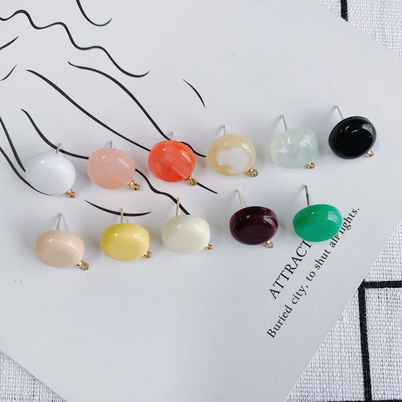 Wholesale Diy Jewelry Basic Accessories Plastic Resin Round Circle Earrings With Hole Pendant Earrings 925 Silver Needle Environmental Protection