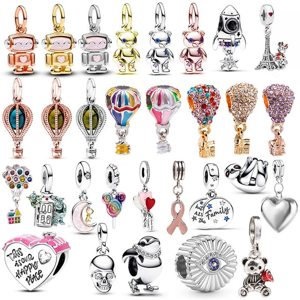 Wholesale Diy Jewelry Loose Beads Metal Electroplated Totem Pattern Hot Air Balloon Cartoon Animal Beads