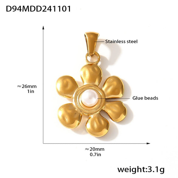 Wholesale Diy Jewelry Pendant Accessories With Natural Geometric Elements Stainless Steel Furnace Vacuum Plating 18K Real Gold
