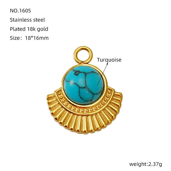 Wholesale Diy Natural Stone Stainless Steel Geometric Fashion Jewelry Semifinished Accessories With Electroplating Pendant Necklace Earrings