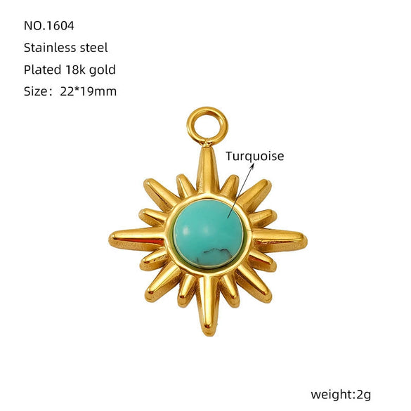 Wholesale Diy Natural Stone Stainless Steel Geometric Fashion Jewelry Semifinished Accessories With Electroplating Pendant Necklace Earrings