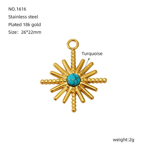 Wholesale Diy Natural Stone Stainless Steel Geometric Fashion Jewelry Semifinished Accessories With Electroplating Pendant Necklace Earrings