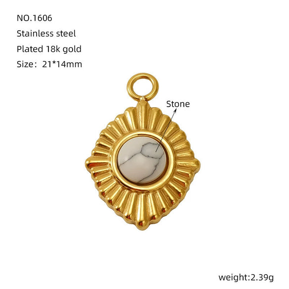 Wholesale Diy Natural Stone Stainless Steel Geometric Fashion Jewelry Semifinished Accessories With Electroplating Pendant Necklace Earrings