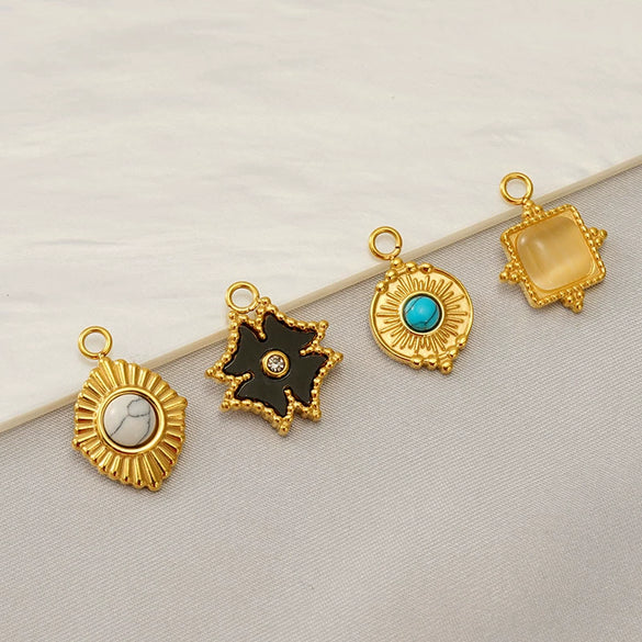 Wholesale Diy Natural Stone Stainless Steel Geometric Fashion Jewelry Semifinished Accessories With Electroplating Pendant Necklace Earrings