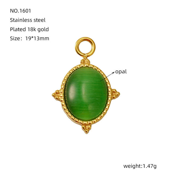 Wholesale Diy Natural Stone Stainless Steel Geometric Fashion Jewelry Semifinished Accessories With Electroplating Pendant Necklace Earrings