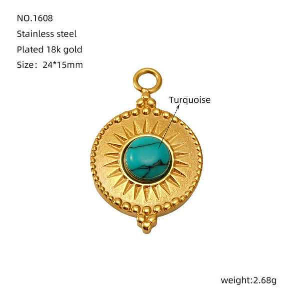 Wholesale Diy Natural Stone Stainless Steel Geometric Fashion Jewelry Semifinished Accessories With Electroplating Pendant Necklace Earrings