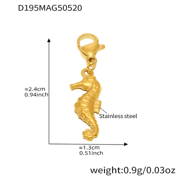 Wholesale Diy Ocean Style Stainless Steel Geometric Ferris Wheel Seahorse Starfish Fish Tail Shell Flying Fish Pendant Bracelet For Women Electroplated