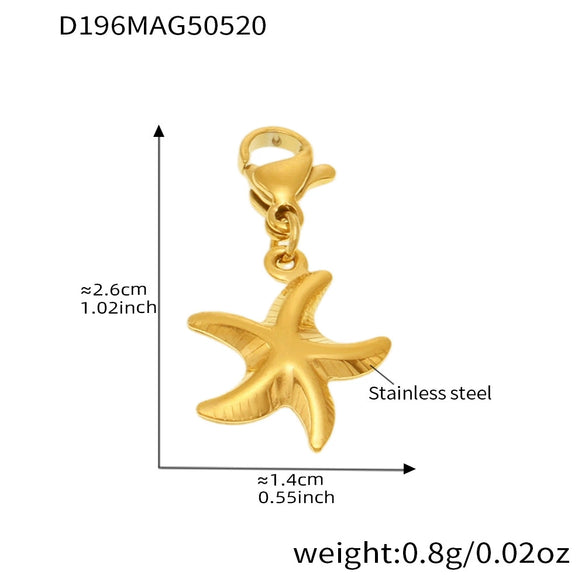 Wholesale Diy Ocean Style Stainless Steel Geometric Ferris Wheel Seahorse Starfish Fish Tail Shell Flying Fish Pendant Bracelet For Women Electroplated