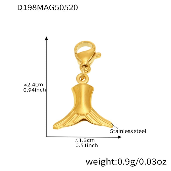 Wholesale Diy Ocean Style Stainless Steel Geometric Ferris Wheel Seahorse Starfish Fish Tail Shell Flying Fish Pendant Bracelet For Women Electroplated