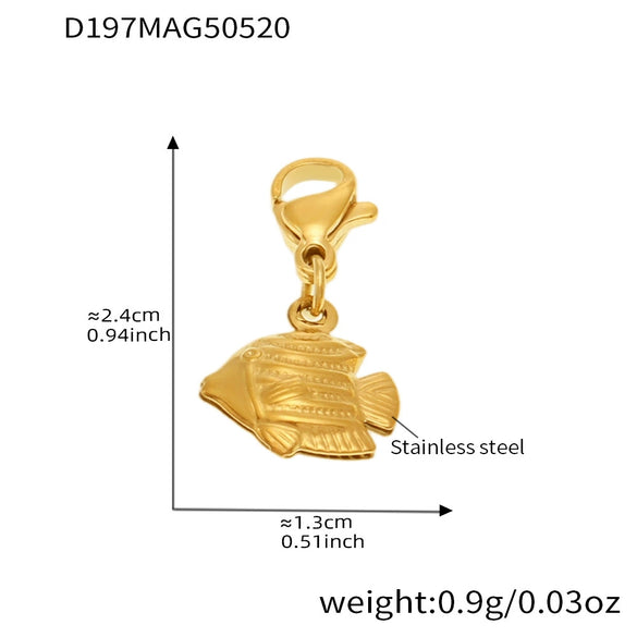 Wholesale Diy Ocean Style Stainless Steel Geometric Ferris Wheel Seahorse Starfish Fish Tail Shell Flying Fish Pendant Bracelet For Women Electroplated