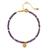 Wholesale Dopamine Bracelet Copper Regular Chain Electroplating Twelve Birthstone Flower Decoration Colorful Beads