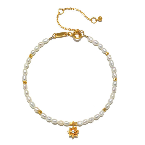 Wholesale Dopamine Bracelet Copper Regular Chain Electroplating Twelve Birthstone Flower Decoration Colorful Beads
