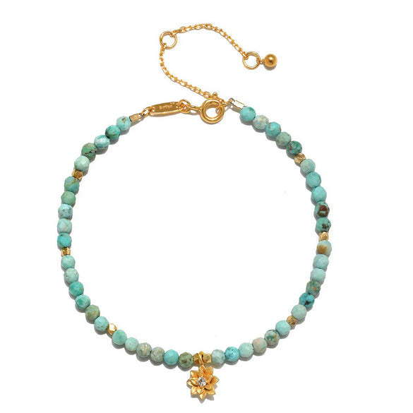 Wholesale Dopamine Bracelet Copper Regular Chain Electroplating Twelve Birthstone Flower Decoration Colorful Beads