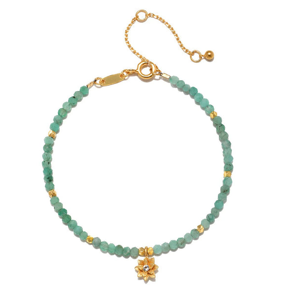 Wholesale Dopamine Bracelet Copper Regular Chain Electroplating Twelve Birthstone Flower Decoration Colorful Beads