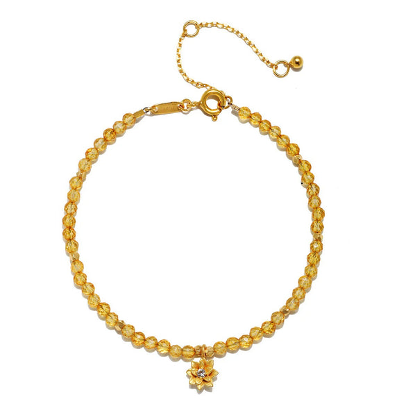 Wholesale Dopamine Bracelet Copper Regular Chain Electroplating Twelve Birthstone Flower Decoration Colorful Beads